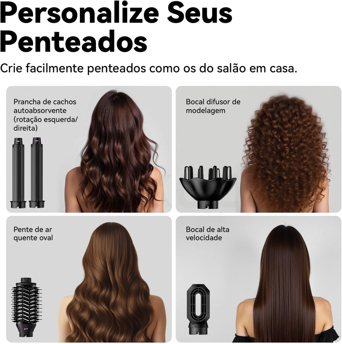 Escova Secadora e Modeladora 5 em 1 – 1300W Bivolt - Gokoco